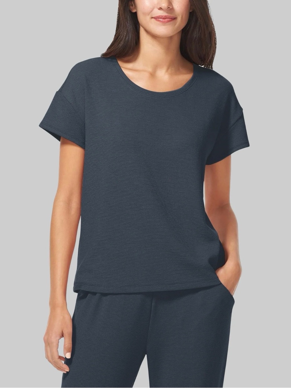 Tommy John Zen Waffle Tee XS Blue Soft Knit Lounge SleepTop